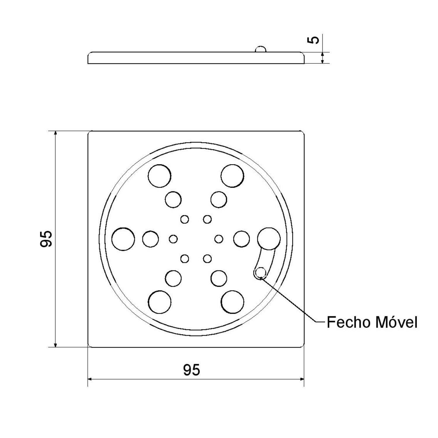 Ralo Grelha Meber 405/2410C Quadrada 10cm com Fecho Inox e Caixilho