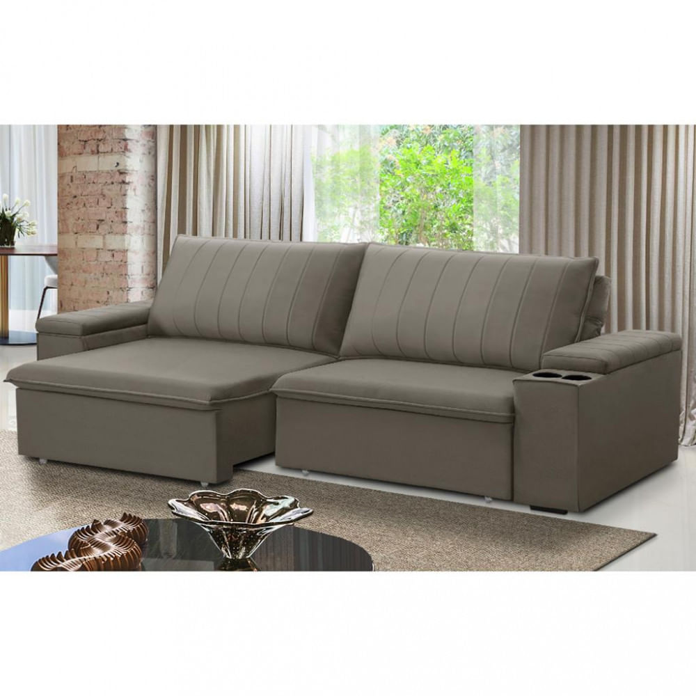 Sofá 3 Lugares 245cm Retrátil Reclinável Veludo Ballarat Ferguile