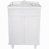 Armário Gabinete De Banheiro Com Cuba Pia Astra Plástico Monbloco 63cmx50cm 2 Portas Branco