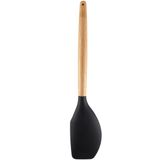 Espátula De Silicone Preto Com Cabo De Bambu Utensílio De Cozinha Espátula Reta Yoi