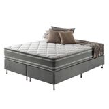 Cama Box Queen Cinza + Colchão Ortopédico Espuma D33 Dupla Face Missouri 158x198x67cm