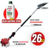 Derriçadeira De Café Á Gasolina Kawashima Kwd2610t2l Com Mãozinha Turbo Braço Longo De 150cm E Acompanha 01 Óleo Castrol Stihl Lubrificante De Motor