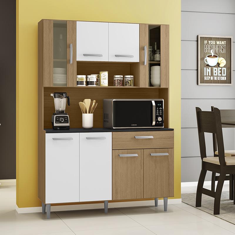 Armario Cozinha 8 Portas E 1 Gaveta Gabi Carvalho/branco