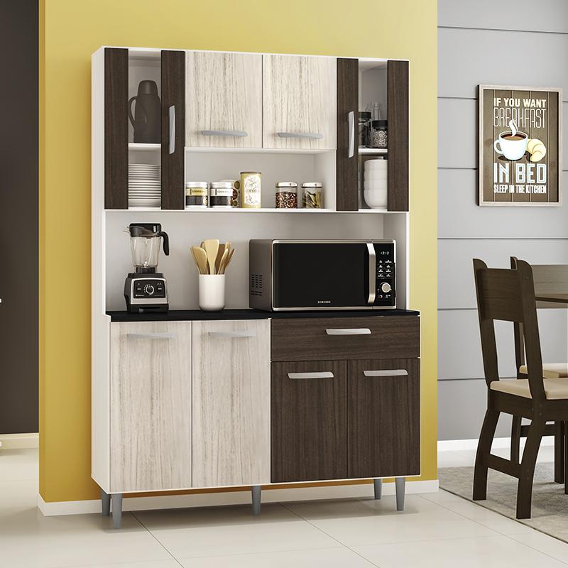 Armario Cozinha 8 Portas E 1 Gaveta Gabi Branco/rovere/amendoa