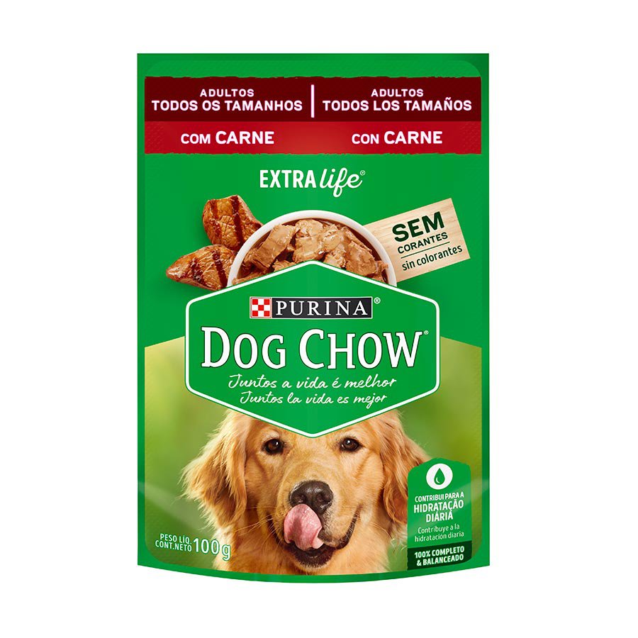 Ração Úmida Sachê Dog Chow Cães Adultos Carne 100g