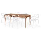 Conjunto Mesa De Jantar Retangular Em Madeira Maciça 186cm Com 6 Cadeiras Allegra - Branco