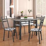 Conjunto De Mesa Itália Com 4 Cadeiras 1,20m Artefamol Dark / Granito