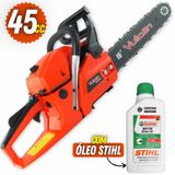 Motosserra Profissional Á Gasolina Vulcan Trent Vsl450 2 Tempos 45cc 2,30hp Ideal Para Poda De Ganhos + Óleo 2t Castrol Stihl 500ml