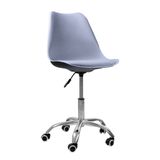Cadeira Office Base Cromada Com Rodizio Giratória Saarinen Cinza
