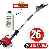 Derriçador Profissional De Café Nakashi Com Motor Mitsubishi Tu26 Braço De 110cm E Garra Turbo 2 + 01 Óleo Castrol Stihl Lubrificante 2 Tempos