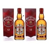 Kit 2 Whisky Chivas Regal Blended Scotch 12 Anos   1 Litro