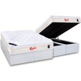 Cama Box Bau Queen Colchao Molas Castor Pocket Gold Star Vitagel Base Crc Courano White 158x198