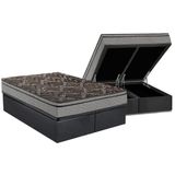 Cama Box Bau Queen Colchao Ortopedico Paropas D28 Ep Confort Firme Base Crc Suede Cinza 158x198