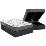 Cama Box Bau Queen Colchao Espuma Ortobom D33 Light Saude Base Crc Suede Gray 158x198