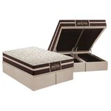 Cama Box Bau King Colchao Ortopedico Probel Guarda Costas Extra Firme Base Crc Suede Clean 193x203