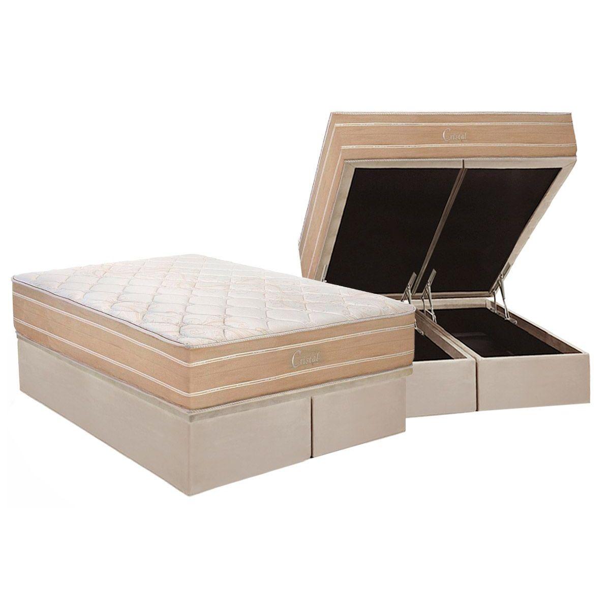 Cama Box Bau King Colchao Molas Polar Masterpocket Ensacadas Cristal Base Crc Suede Clean 193x203