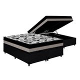 Cama Box Bau Queen Colchao Ortopedico Ortobom D33 Ep Iso 100 Double Face Base Crc Linhao Black 158x198x20