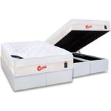 Cama Box Bau King Colchao Molas Castor Pocket Gold Star Vitagel Max Base Crc Courano White 193x203