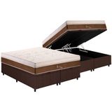 Cama Box Bau King Colchao Molas Polar Masterpocket Ensacadas Jasmim Base Crc Courano Brown 193x203