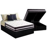 Cama Box Bau Queen Colchao Espuma Anjos D45 Ep Stare Base Crc Suede Black 158x198