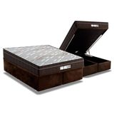 Cama Box Bau King Colchao Molas Masterpocket Ensacadas Probel Prodormir Evolution Base Crc Suede Brown 193x203