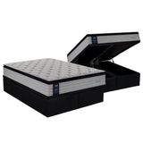 Cama Box Bau King Colchao Molas Sealy Masterpocket Ensacadas Passion Base Crc Suede Black 193x203