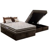 Cama Box Bau King Colchao Espuma Anjos D28 Ag65 Ortoline Star Base Crc Suede Brown 193x203