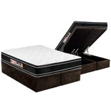 Cama Box Bau Queen Colchao Espuma Castor D33 Black E White Air Double Face Euro Pillow Base Crc Suede Brown 158x198