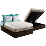 Cama Box Bau Queen Colchao Magnetico Anjos Infravermelho Longo Terapeutico Confort Base Crc Suede Marrom 158x198