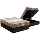 Cama Box Bau Queen Colchao Espuma D33 Probel Ep Guarda Costas Prointense Plus Base Crc Suede Brown 158x198