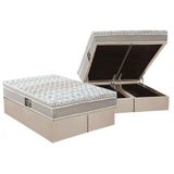 Cama Box Bau Queen Colchao Molas Pocket Ensacadas Castor Class Base Crc Suede Clean 158x198