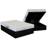 Cama Box Bau Queen Colchao Ortopedico Herval D28 Ag65 Frontier Base Crc Suede Black 158x198