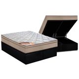 Cama Box Bau Queen Colchao Molas Castor Bonnel Revolution Base Crc Suede Black 158x198