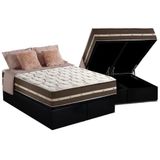 Cama Box Bau Queen Colchao Molas Anjos Superlastic Classic Base Crc Courano Black 158x198