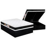 Cama Box Bau King Colchao Espuma Castor D45 Black E White Air Double Face Base Crc Suede Black 193x203