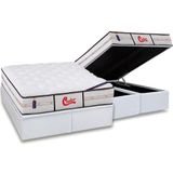 Cama Box Bau King Colchao Molas Castor Pocket Gold Star Classic Vitagel Base Crc Courano White 193x203