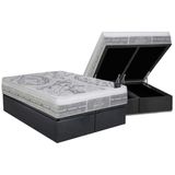 Cama Box Bau Queen Colchao Molas Castor Pocket Gold Star Slx Base Crc Suede Gray 158x198