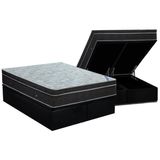 Cama Box Bau King Colchao Molas Ortobom Nanolastic Light Base Crc Suede Black 186x198