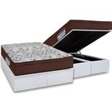 Cama Box Bau Queen Colchao Espuma Ortobom D45 Ep Iso 150 Mega Firme Base Crc Courano White 158x198