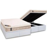 Cama Box Bau King Colchao Molas Castor Bonnel Premium Tecnopedic Base Crc Courano Black 193x203