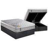 Cama Box Bau King Colchao Molas Pocket Ensacadas Castor Premium Gel Base Crc Suede Gray 193x203