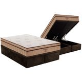 Cama Box Bau Queen Colchao Molas Ortobom Superpocket Celebrita Base Crc Suede Brown 158x198