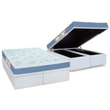 Cama Box Bau King Colchao Espuma Castor D45 Sleep Max Duplo Base Crc Courano White 193x203