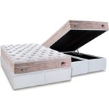 Cama Box Bau Queen Colchao Molas Ensacadas Plumatex Masterpocket Miami Base Crc Courano White 158x198