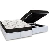 Cama Box Bau Queen Colchao Espuma D45 Ortobom Light Saude Ortopillow Base Crc Courano White 158x198