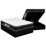 Cama Box Bau Queen Colchao Espuma Castor D33 Black E White Double Face Base Crc Suede Black 158x198