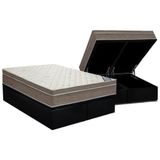 Cama Box Bau King Colchao Molas Ortobom Superpocket Light Saude Base Crc Suede Black 186x198