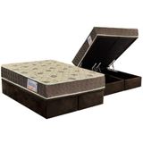 Cama Box Bau Queen Colchao Espuma D33 Orthoflex Ep Matera Base Crc Suede Brown 158x198