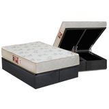 Cama Box Bau Queen Colchao Espuma Castor D33 Sleep Max Relax Base Crc Suede Gray 158x198