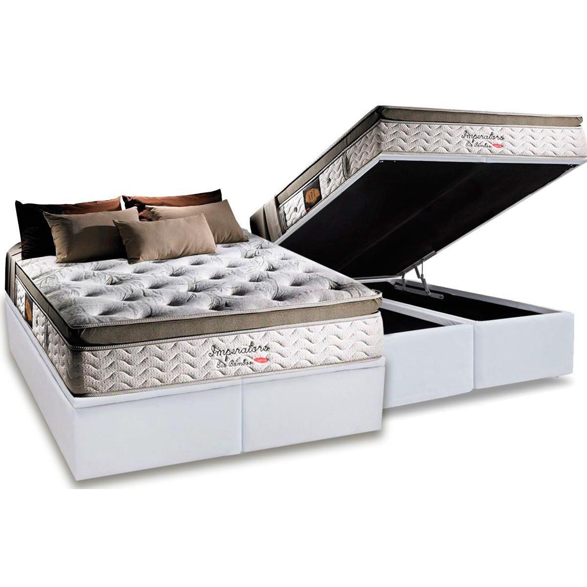 Cama Box Bau Queen Colchao Molas Herval Masterpocket Ensacadas Imperatore Eco Bamboo Base Crc Courano White 158x198